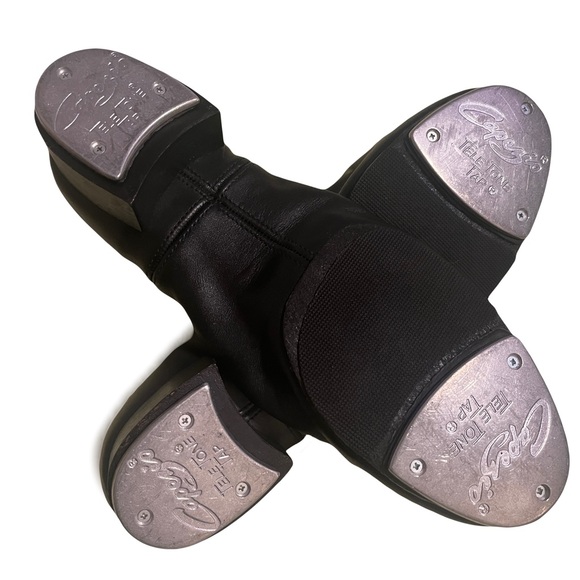 Capezio Tap Shoes Cadence SplitSole Black Genuine Leather Sz8/39 Vintage - Picture 11 of 13